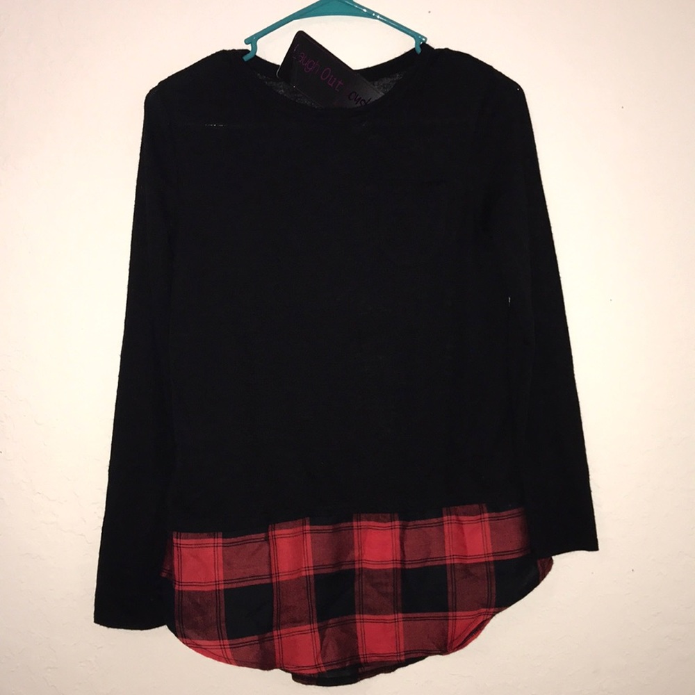 A black and plaid shirt